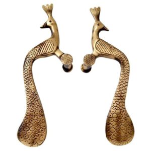 Peacock Door Handle In Antique Finish Yellow