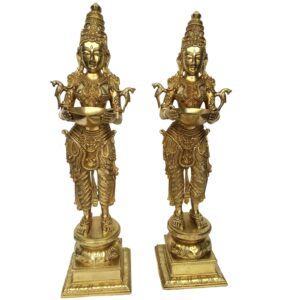 Pair Of Decorative Showpice Of Brass Deep Laxmi