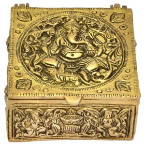 Brass Ganesh Carving Box