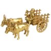 Brass Bull Cart Table Decor In Yellow Finish