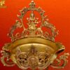 Urli With Religious Saraswati Figure Brass Urli 12 Inch Bowl