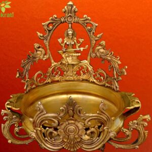 Urli With Religious Saraswati Figure Brass Urli 12 Inch Bowl
