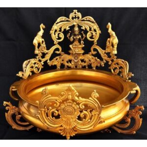 Goddess Lakshmi Brass Metal Hand Carved Urli