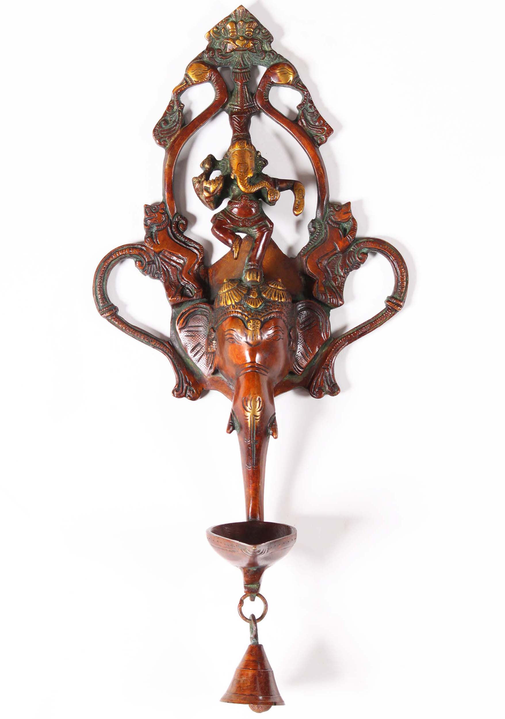 1-Brass-Ganesh-&-Elephant-Oil-Lamp 17 x 8 x 5 inch 1.6 kg