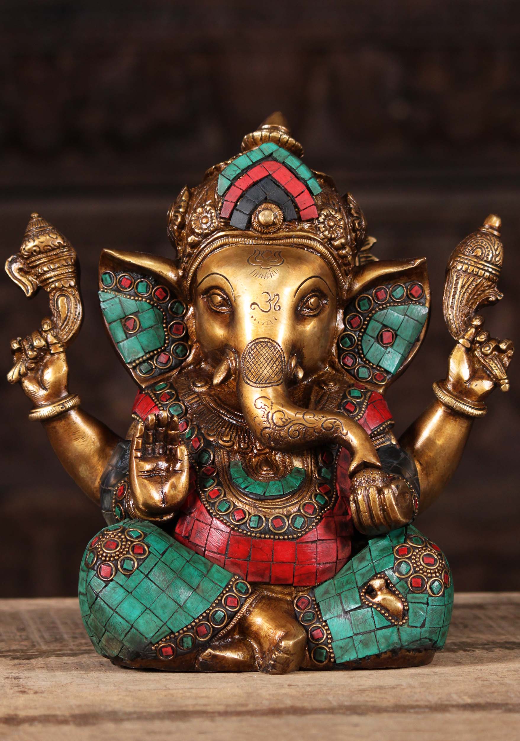 1-Taj-Ganesha-With-Stones 9 x 8.5 x 5 inch 5kg
