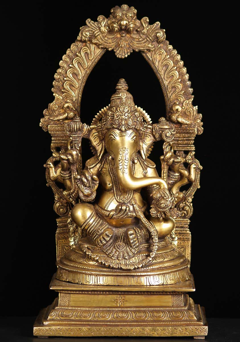 1-gold-ganesh-arch-statue 17 x 9 x 7 inch 10 kg