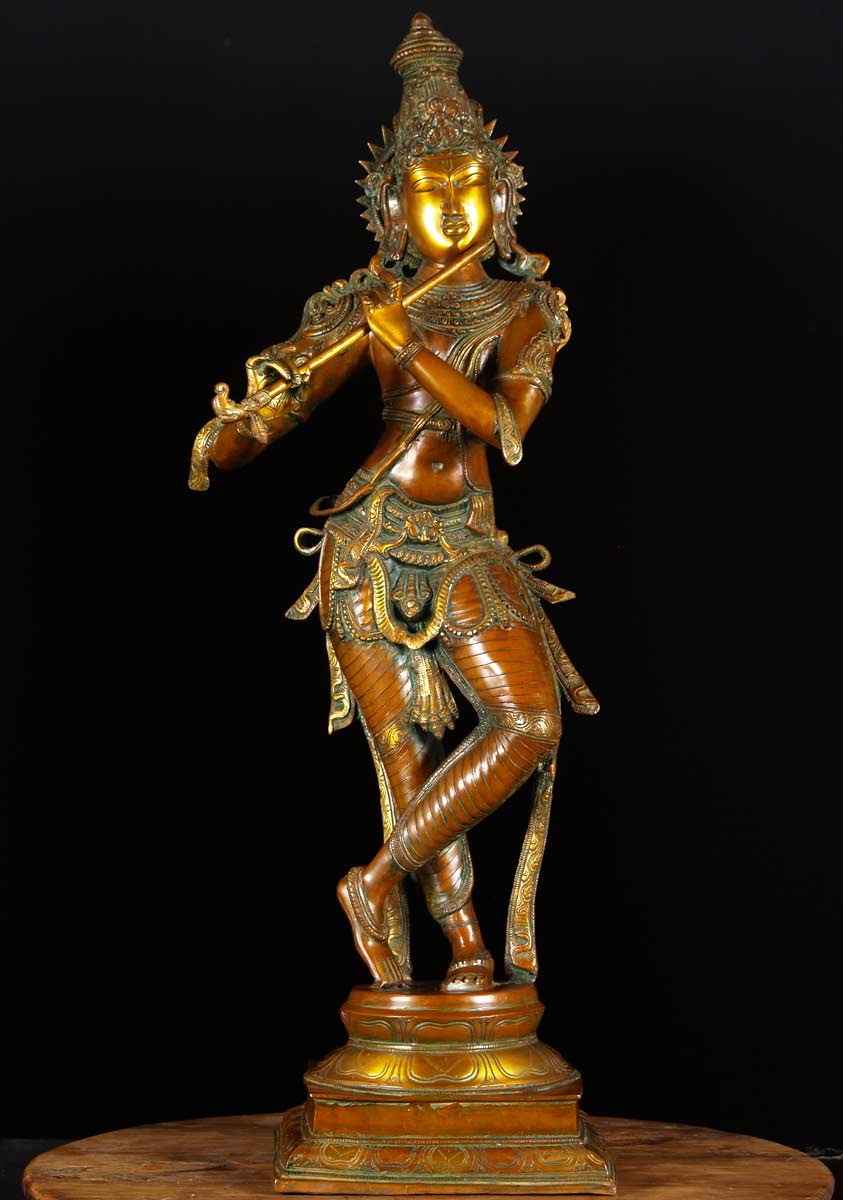 1-gopal-krishna-brass-statue 34 x 10 x 10 inch 18 kg