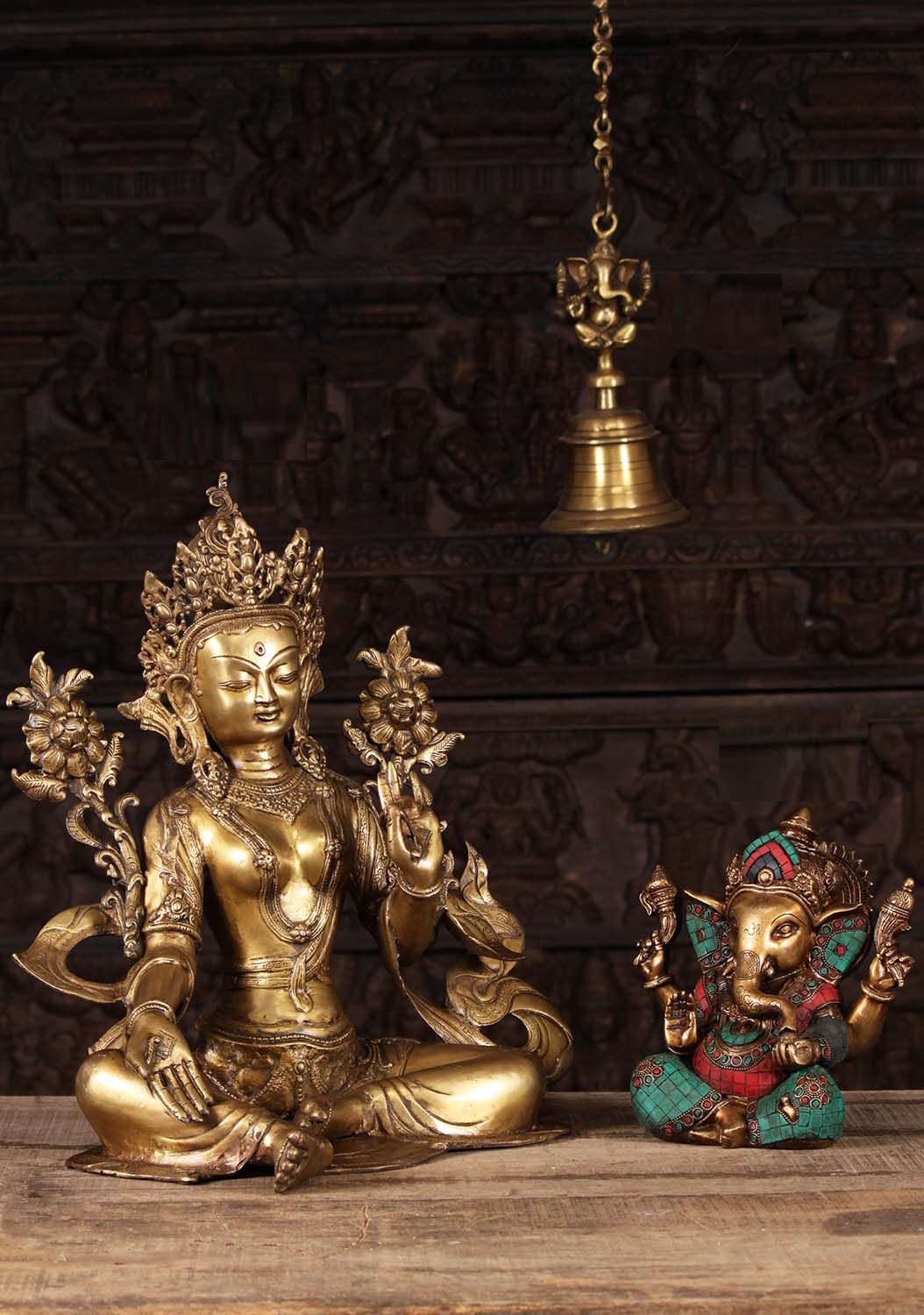 2-Gold-Brass-Tara-Statue