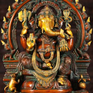 Brass Ganesh Statue with Rat Arch 19 inch 19 x 13 x 8 inch 17 kg