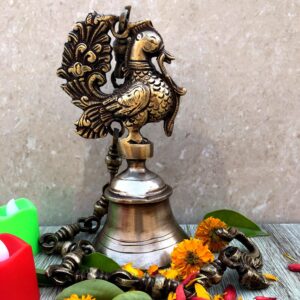 Hand Made Hanging Bell Of Peacock With Large Hook
