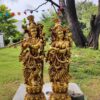 Brass Krishna With Radha Standing Fine Carving 29 Inch