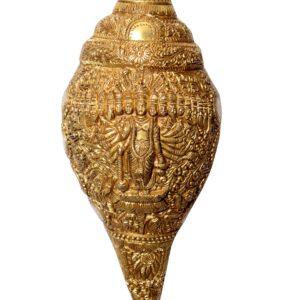 Brass Shankh Vishnu Virat Roop Carving| Konch 10 Inch
