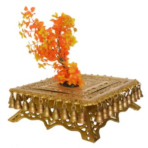 Side Stand Made In Brass Metal - Use As Chowki With Bells