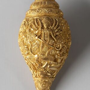 Brass Shankh Durga Family Carving| Konch 10 Inch