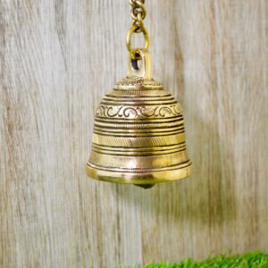 Brass Hanging Bell Carving Small